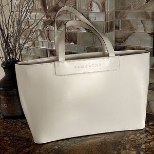 LAMARTHE High Quality Italian Leather Cream Tote  Handbag